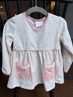 Stitchy Fish Floral Long Sleeve Baby Tunic - Pink Accents